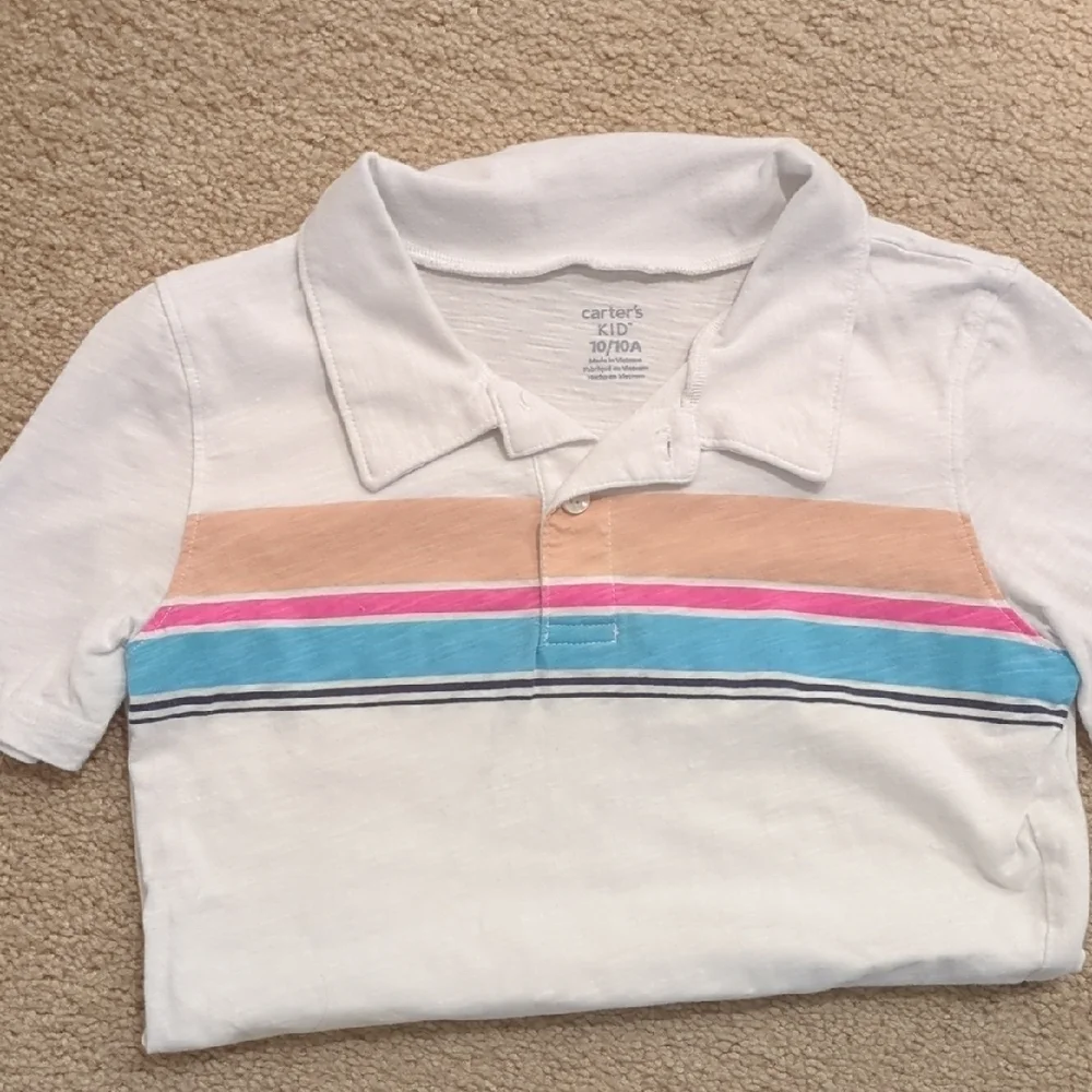 Carter's Polo with Pink, Blue, and Tan Stripes